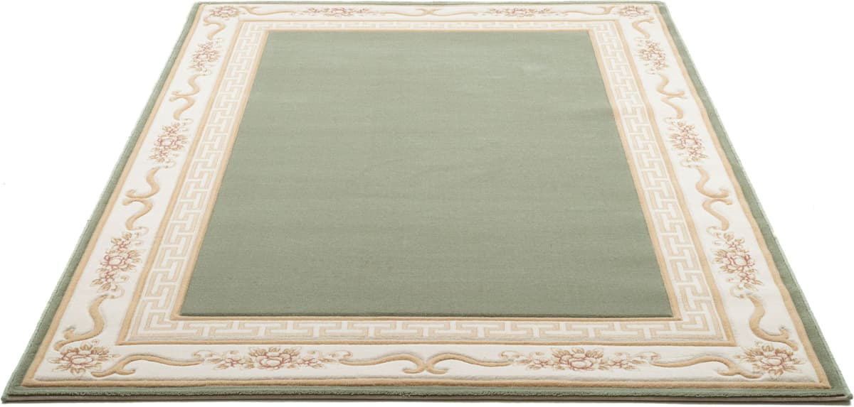 Wollteppich THEKO "Pelinia 7745", grün, B:40cm H:12mm L:60cm, Schurwolle, Teppiche, Wollteppich, Kurzflor, Uni Farben, mit Bordüre, reine Wolle grün B : 40cm 1 Stk., 12mm, L: 60cm