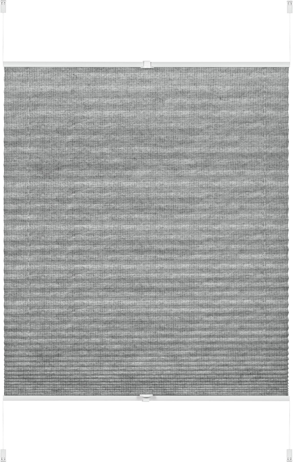 Plissee GARDINIA "EASYFIX Lilly Green" Gr. 5, grau (grau, weiß), B:70cm H:130cm, Obermaterial: 100% Polyester, Plissees, Plissee, mit Recyclingmaterial grau, weiß 130cm, zweiseitig verschiebbar, 70cm