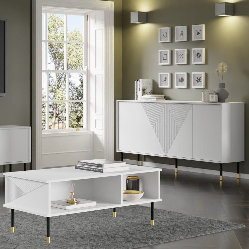 Petits meubles Mesa de centro 110 cm paneles laminados blanco