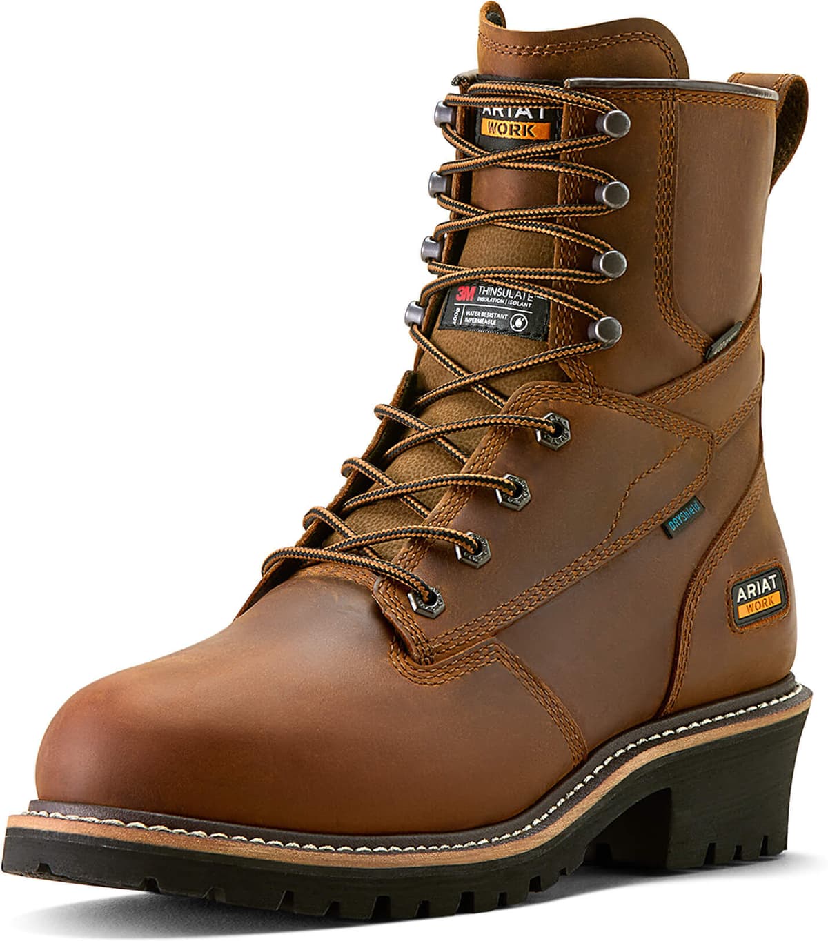 Men's Logger Shock Shield Waterproof Insulated Work Boots in Copper Brown, Size: 9 EE / Wide by Ariat