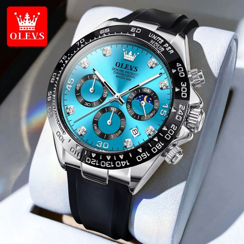 OLEVS 2875 Men's Watches Luxury Multifunctional Original Quartz Wirst Watch Man Waterproof Luminous Date Moon Phase Christmas