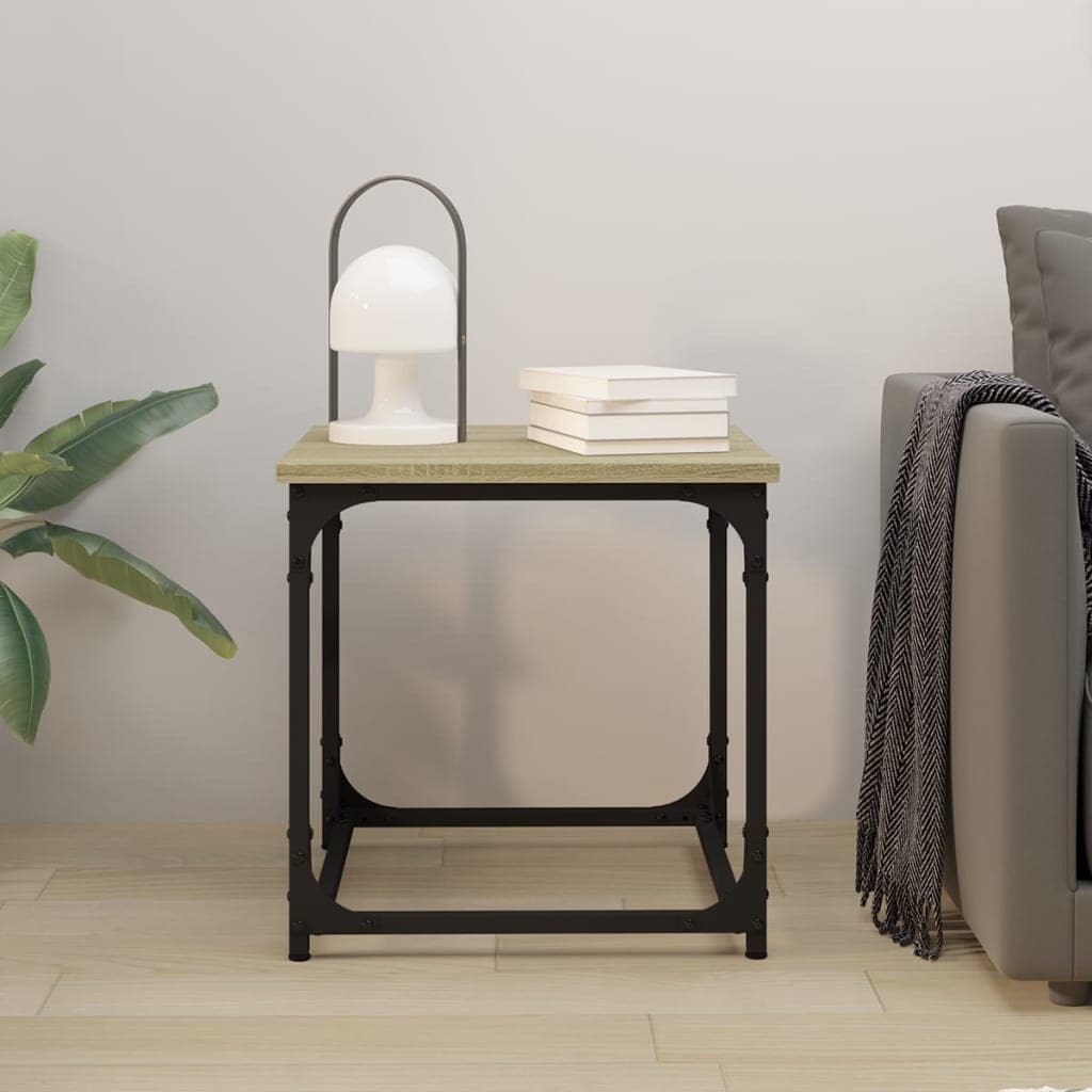 vidaXL Mesa auxiliar madera contrachapada roble Sonoma 40x40x40 cm Marrón