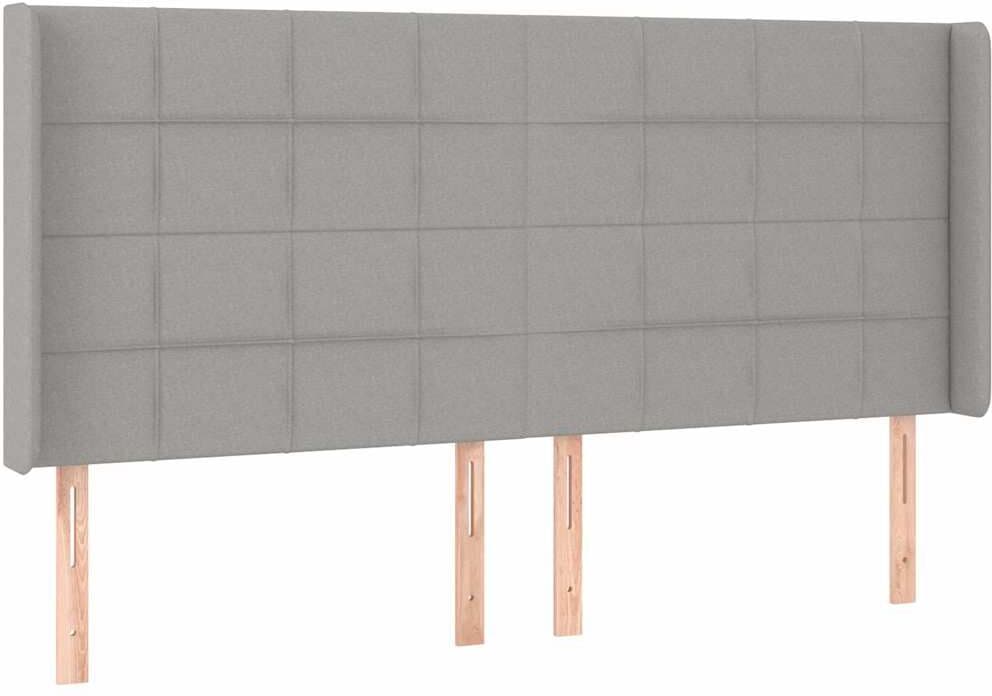vidaXL Tête de lit avec oreilles Gris clair 203x16x118/128 cm Tissu