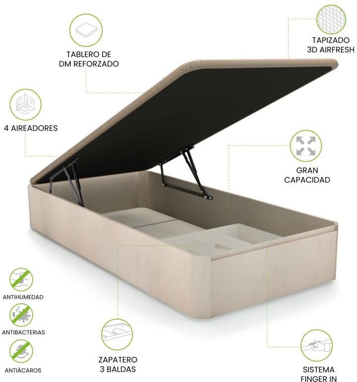 duehome Canapé con zapatero 90-150 cm Luxury Plus 3D - 90x190, Artic