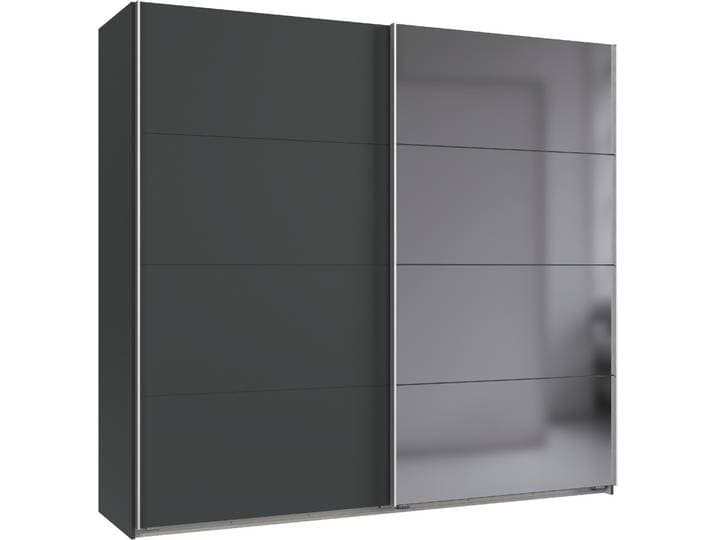 Schwebetürenschrank, Spanplatte, Graphit, 225×210×65 cm, Mit Spiegel, Modern, Wimex