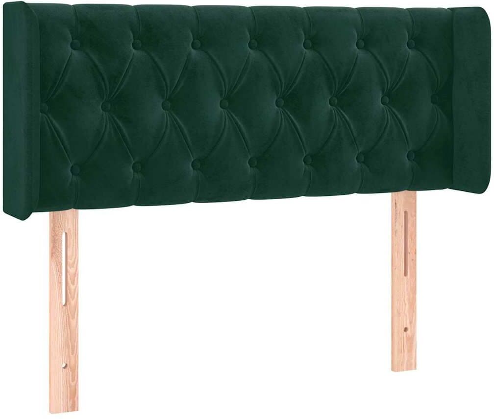 vidaXL Tête de lit avec oreilles Vert foncé 103x16x78/88 cm Velours