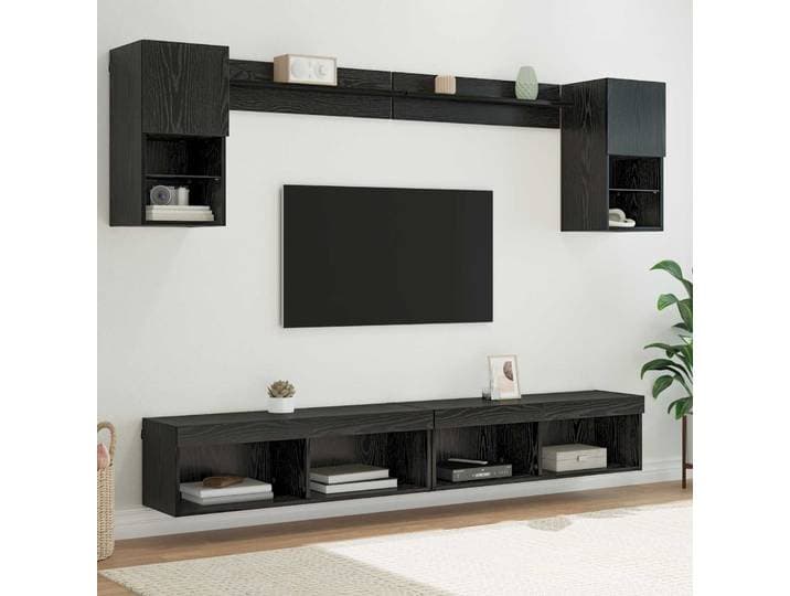 vidaXL TV Wand Einheiten mit LED 6 stk. Schwarz Eichen-Optik