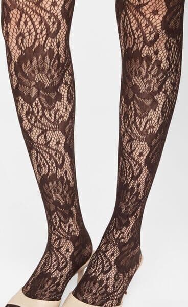 Calzedonia Síťované punčocháče s květy Žena Hnědá Velikost 3/4