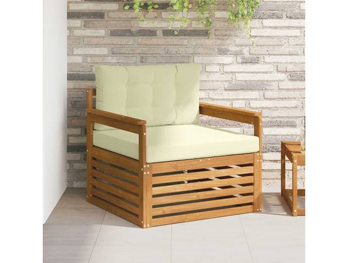 vidaXL Outdoor-Sofa Massives Akazienholz und Polyester Natur und Creme