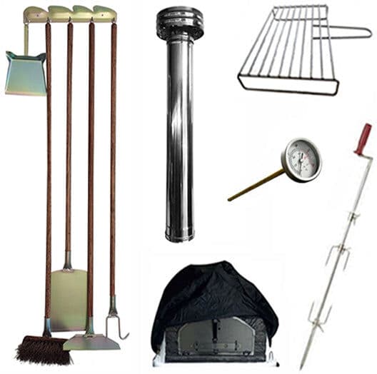My-Barbecue Pack Promotionnel 3 – Kit Complet avec Thermomètre pour Four en Brique - 90 cm / 90 cm