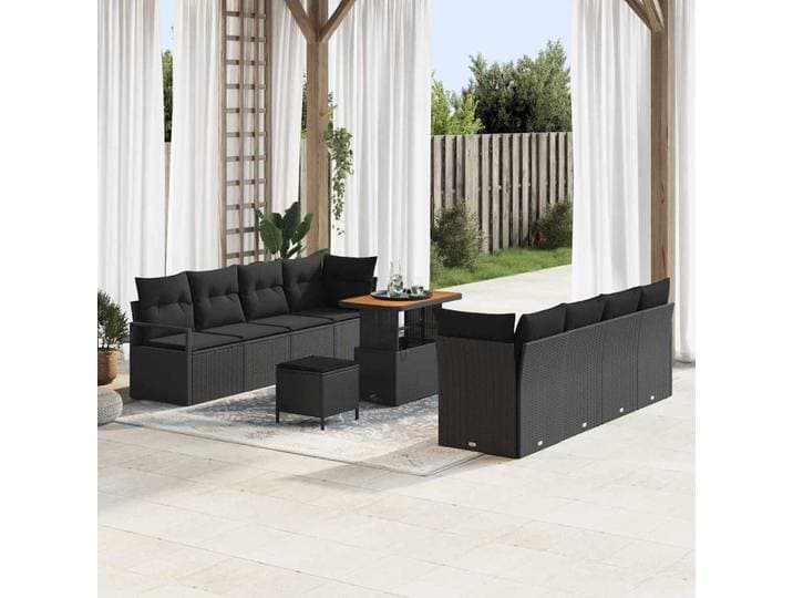 vidaXL Garten-Sofa-Set mit Kissen mit Speicher Schwarz 90 x 55 x 71 cm