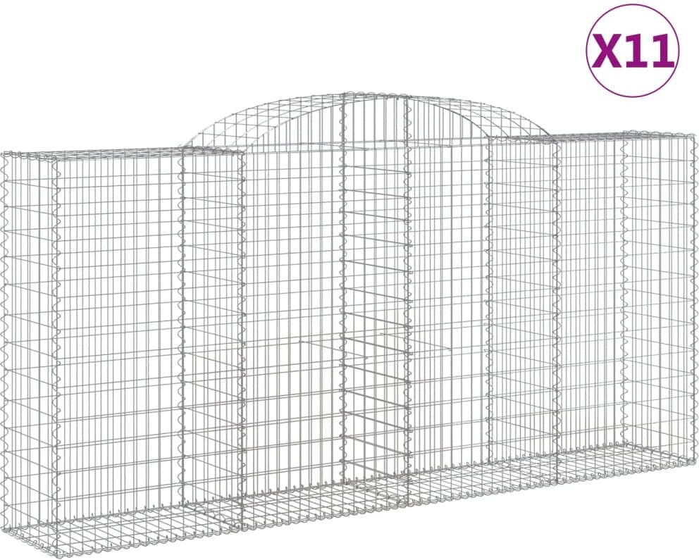 vidaXL Paniers à gabions arqués 11 pcs 300x50x140/160 cm fer galvanisé