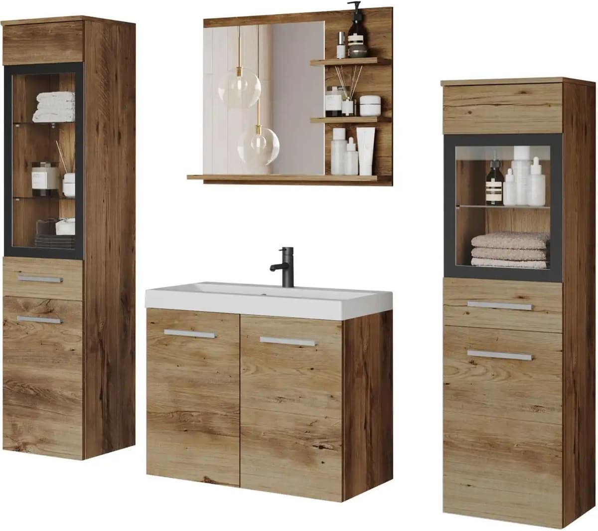 Höffner Badset   ¦ holzfarben ¦ Maße (cm): B: 120,4 H: 131,5