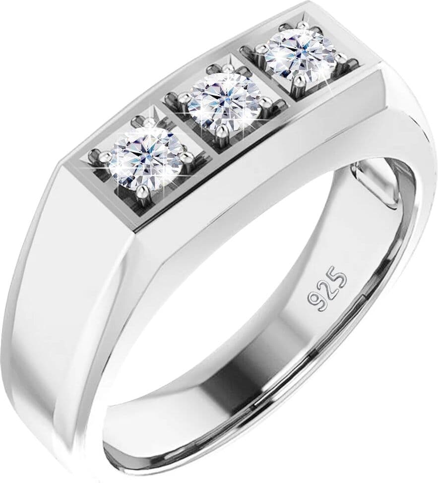 szjinao Heavy 3 Stone Moissanite Ring For Men And Women Sterling Silver 925 Certified Designer Luxury Jewelry Accessories For Female Hot
