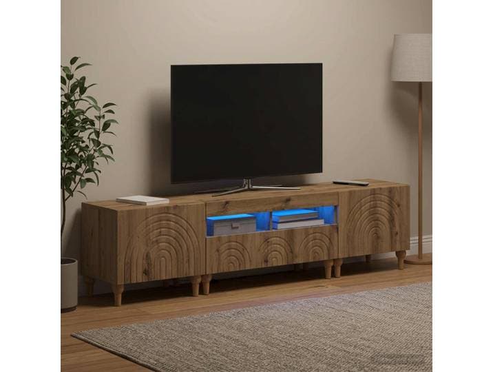 vidaXL 3-teiliges LED TV Regal Artisan-Eiche Holzwerkstoff