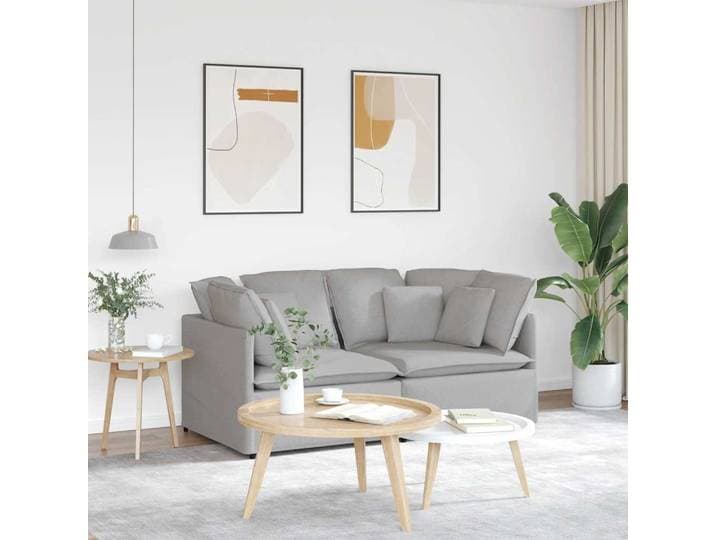 vidaXL Modulares Sofa mit Kissen Stoff Wolkengrau