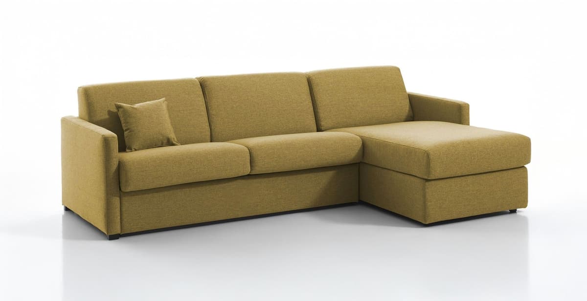 convertiblecenter MURANO - Canapé d'angle convertible 5 places - Tweed, Moutarde