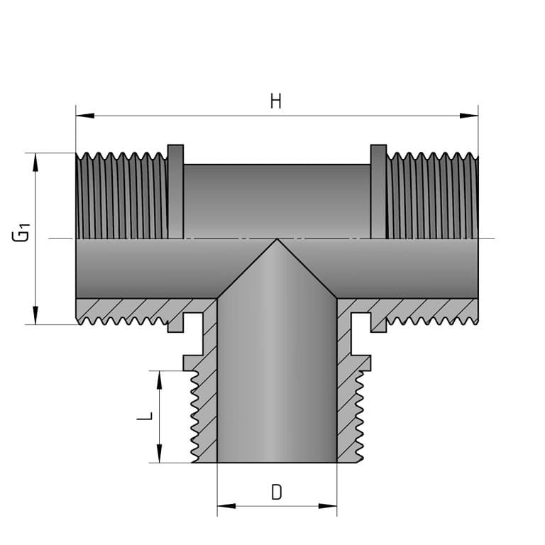 REKUBIK T-Stück 3x Außengewinde 1 1/2" AG x 1 1/2" AG x 1 1/2" AG 3311/0555