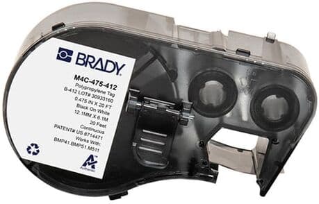 Brady M4C-475-412 etiquetas de polipropileno negro sobre blanco 12,07 mm x 6,1 m