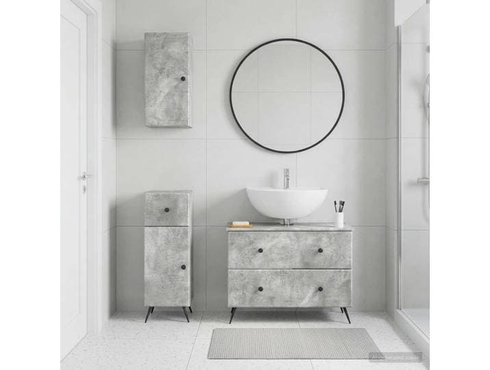 vidaXL 3-teiliges Badezimmer-Schranksystem BREDA Betongrau