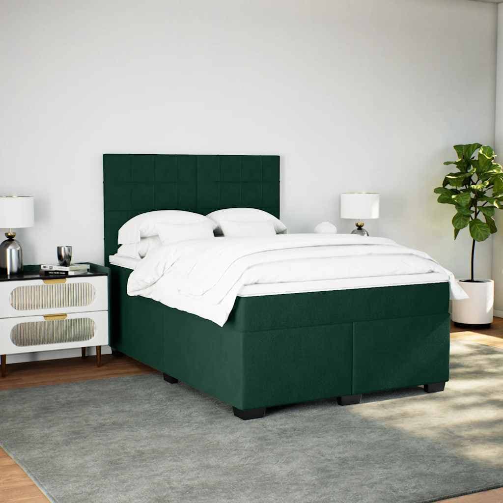 vidaXL Sommier à lattes de lit et matelas Vert foncé 140x200cm Velours