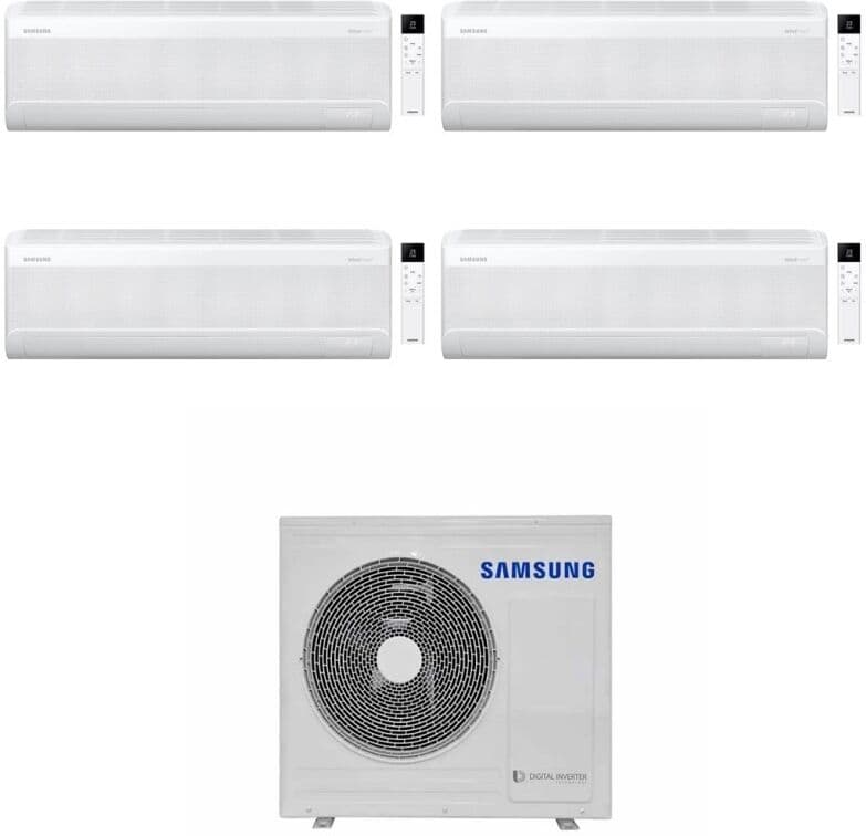 Samsung Climatizzatore Quadri Split Windfree Avant S2 7+9+18+18 BTU con AJ100TXJ5KG/EU Inverter R-32 Wi-Fi Classe A++