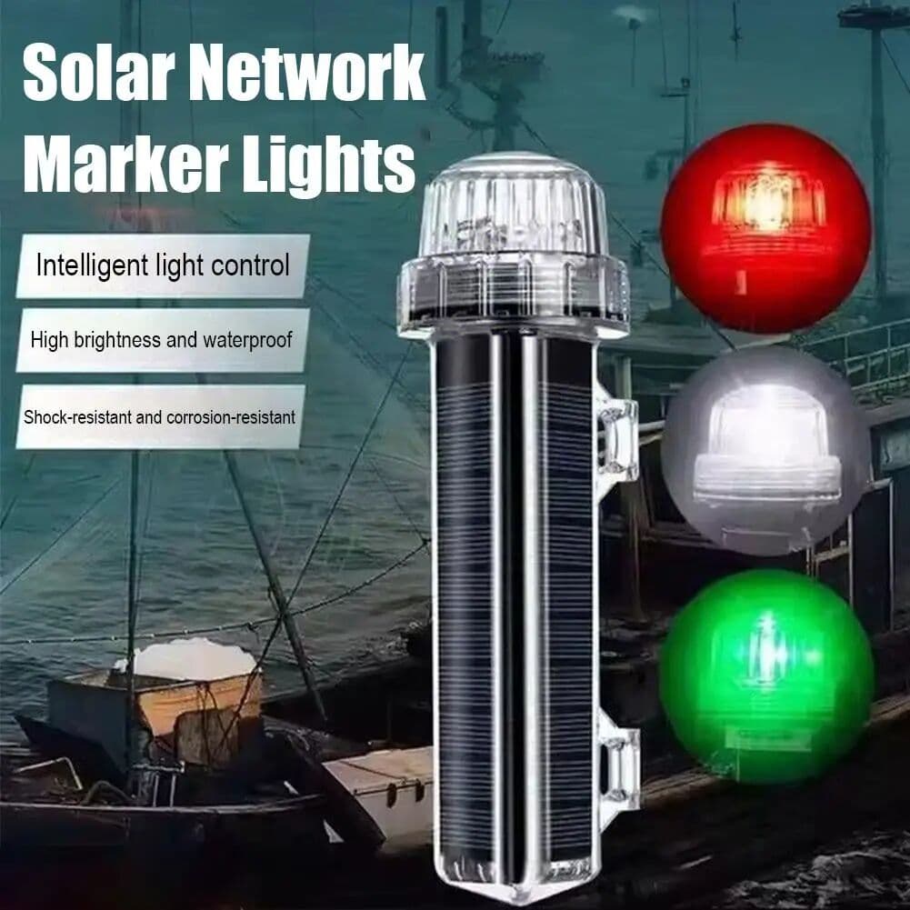 NONE Solar Net Mark Light Marine Buoy Signal Light Lamp Waterproof Solar Anchor Light Net Flash Warning Light Marine Navigation Light