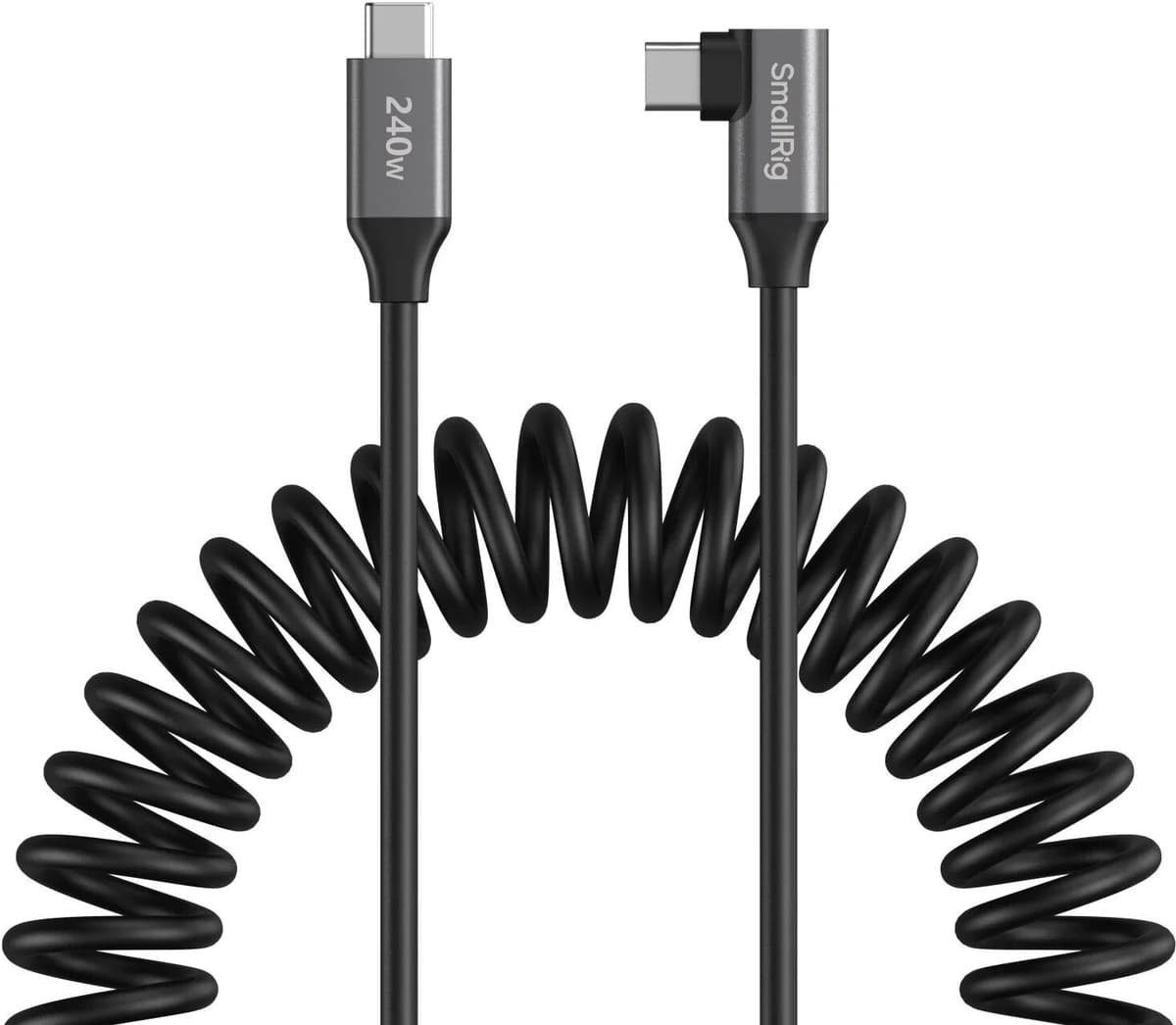 SmallRig USB-C to USB-C Coiled Data Cable Straight to Angled 240W PD 3.1 Fast Charging Cable Accessories 5730