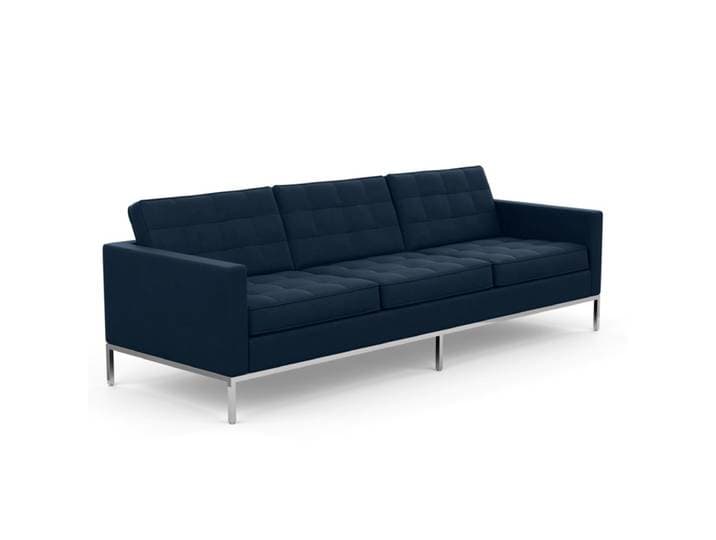 KNOLL canapé à 3 places FLORENCE en tissu (Ultrasuede Midnight - Revêtement Cat. A et structure en acier chromé)