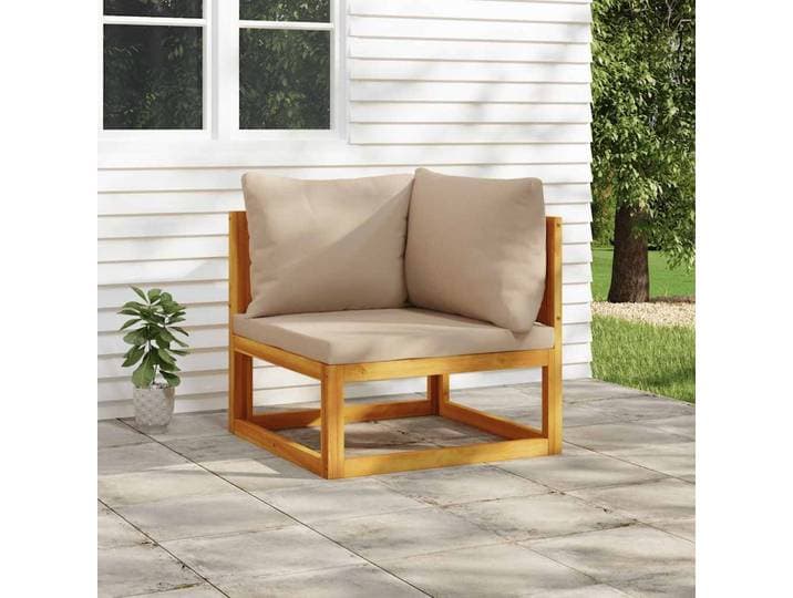vidaXL Modular-Ecksofa mit Taupe Kissen Massivholz Akazie