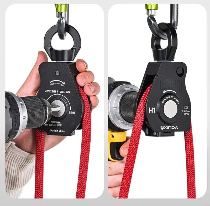 NONE Electric Assisted Auto Retractable Safety Rope Reel For High Altitudes Work Omnidirectional Rotations Aviation Aluminum 69HD