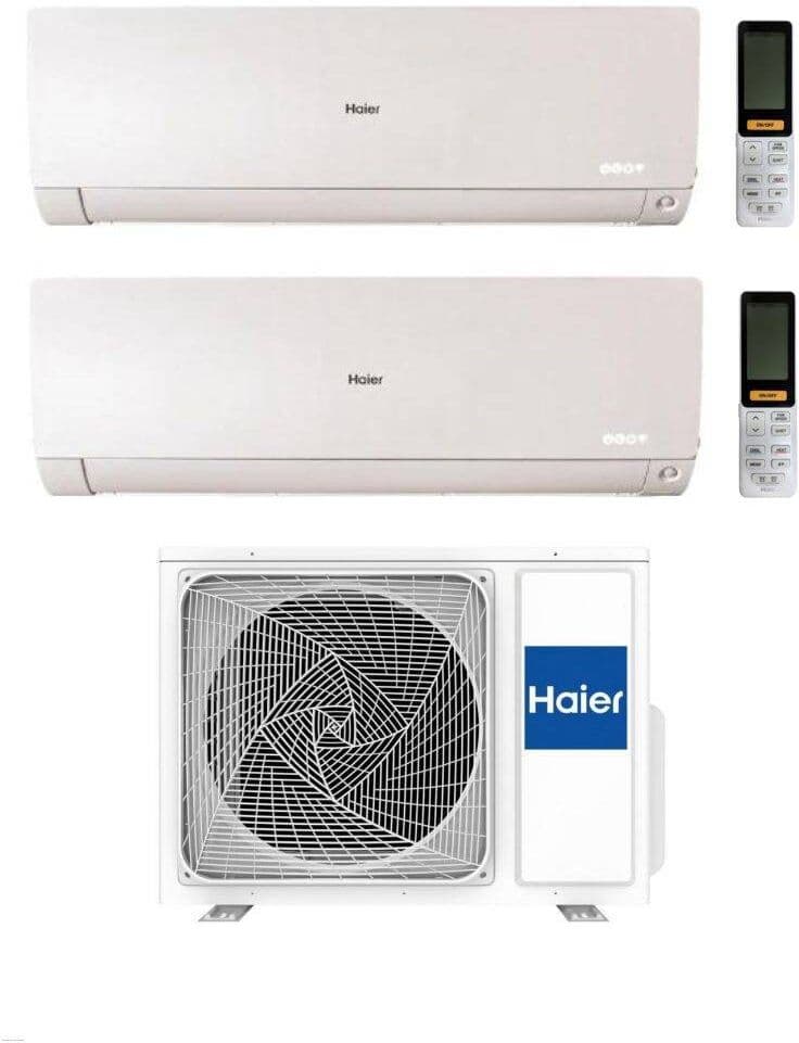 HAIER Climatizzatore Dual Split Flexis Plus White 9+18 Con 3U55S2SR5FA Inverter Wi-Fi Classe A++