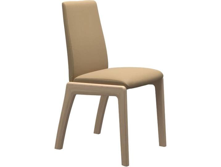 Polsterstuhl STRESSLESS Laurel , beige (sand paloma, eiche natur), B:57cm H:92cm T:59cm, Leder PALOMA: PALOMA ist ein durchgefärbtes Semianilin-Möbelleder mit natürlicher Narbung., Stühle, Polsterstuhl, Low Back, Größe M, mit abgerundeten Beinen in Eiche natur