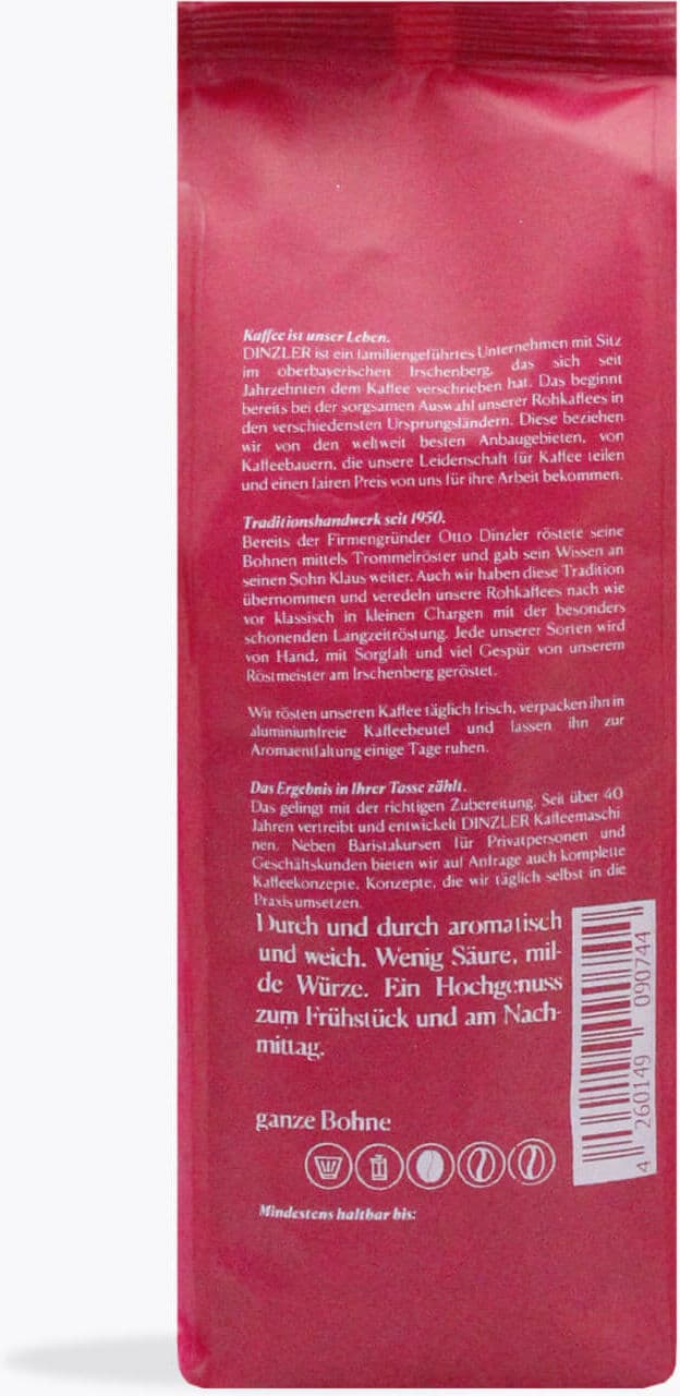 Dinzler Columbia Arabica Kaffee   250 g   Colombia   Ganze Bohne   Single Origin Röstkaffee für Milde und Schokoladige Genussmomente