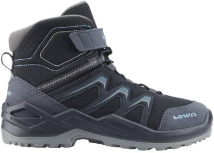 Winterstiefel LOWA "MADDOX WARM GORE-TEX MID JR", Damen, Gr. 32, wärmend, navy, jade, Synthetik, Textil, Schuhe Winterstiefel, mit Klettverschluss, profilierte Gummilaufsohle, wasserdicht