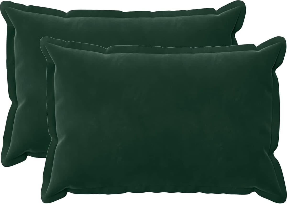 vidaXL Housse de coussin 2 pcs HOUTEN Vert foncé 50 x 70 cm Velours