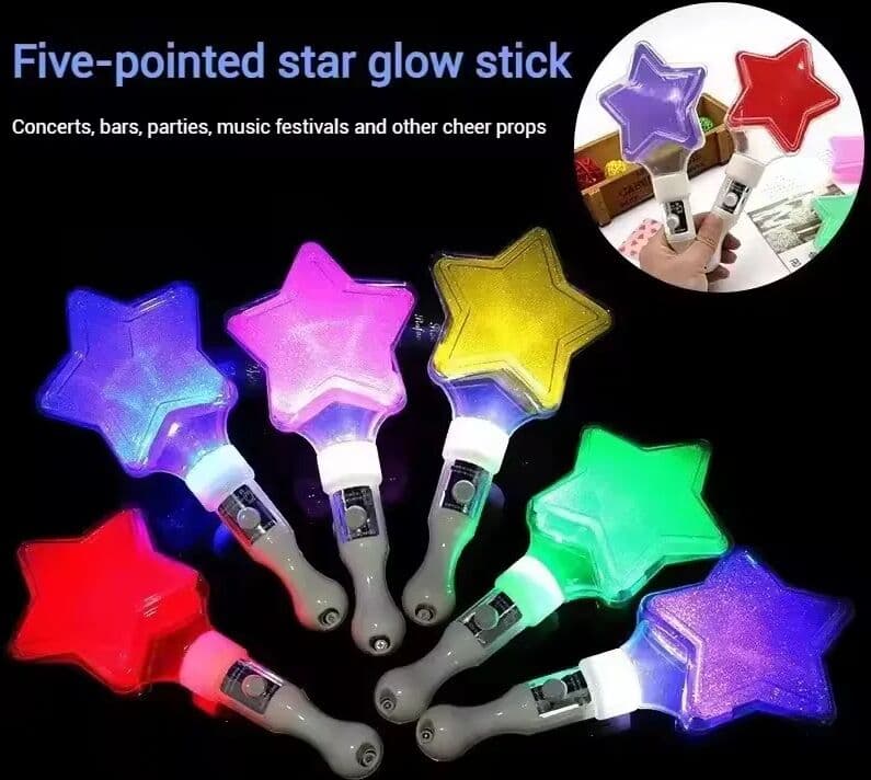 NONE Fun Glowing Colorful Five Pointed Star Flash Light LED Stick Fairy Wand Cheer Luminous Toy Party Decoration Glow Party