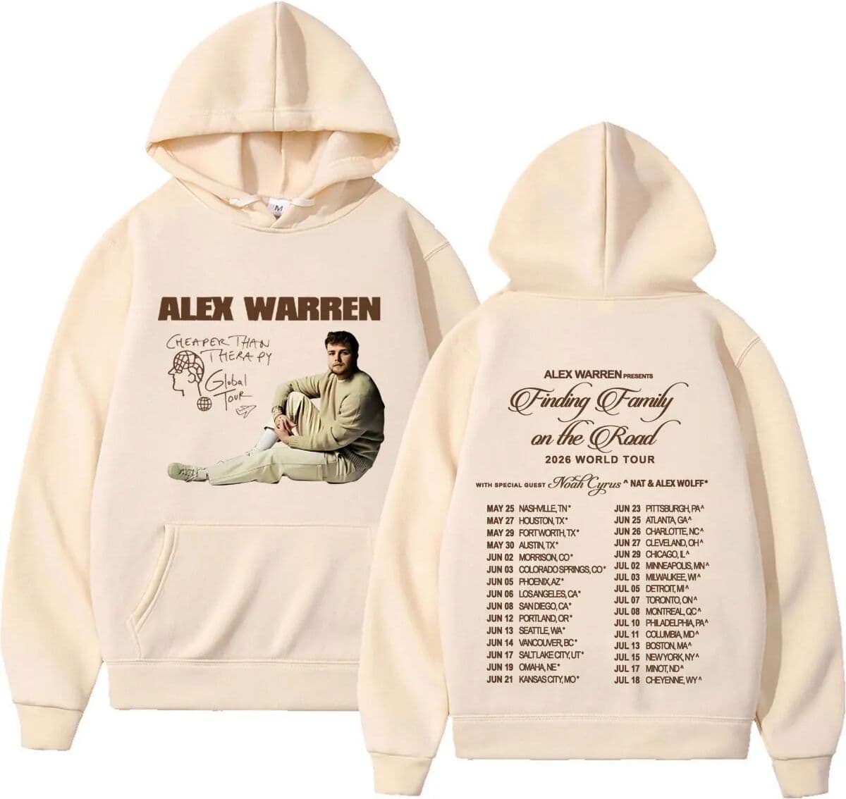 NONE Alex Warren 2026 Tour Graphic Merch Hoodie Men Women Fashion Long Sleeves Sweatshirt Casual Long Sleeves Loose Hip-hop Pullover