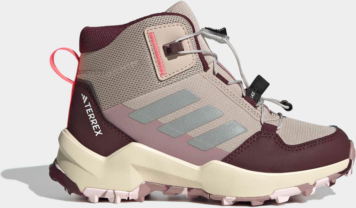 Wanderschuh ADIDAS TERREX "AX4R MID KIDS", Kinder, Gr. 40, wonder taupe, reflective silber, maroon, Synthetik, Textil, Schuhe Wanderschuh, pour enfants et adolescents wonder taupe, reflective silber, maroon 40