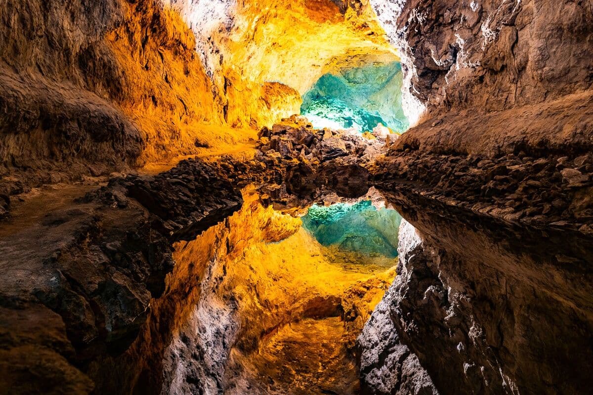 Fototapete PAPERMOON "Höhle mit Wasser", bunt, B:2m L:1,49m, Vlies, Tapeten, Fototapete