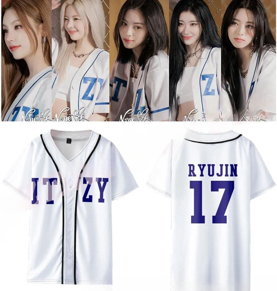 KPOP ITZY None of My Business Merch Baseball Jersey T-shirt YUNA RYUJIN CHAERYEONG LIA YEJI O-Neck Short Sleeve Graphic Tees