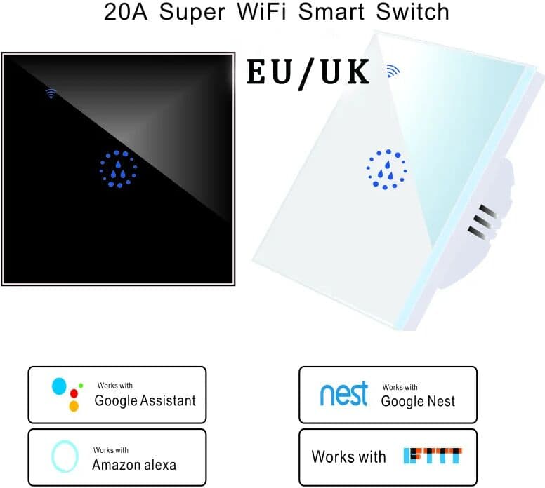 MAKERIGH 20A Tuya EU UK WiFi Zigbee Homekit Matter Water Heater Smart Switch Air Conditioner Remote Control Touch Switch Work Google Alex