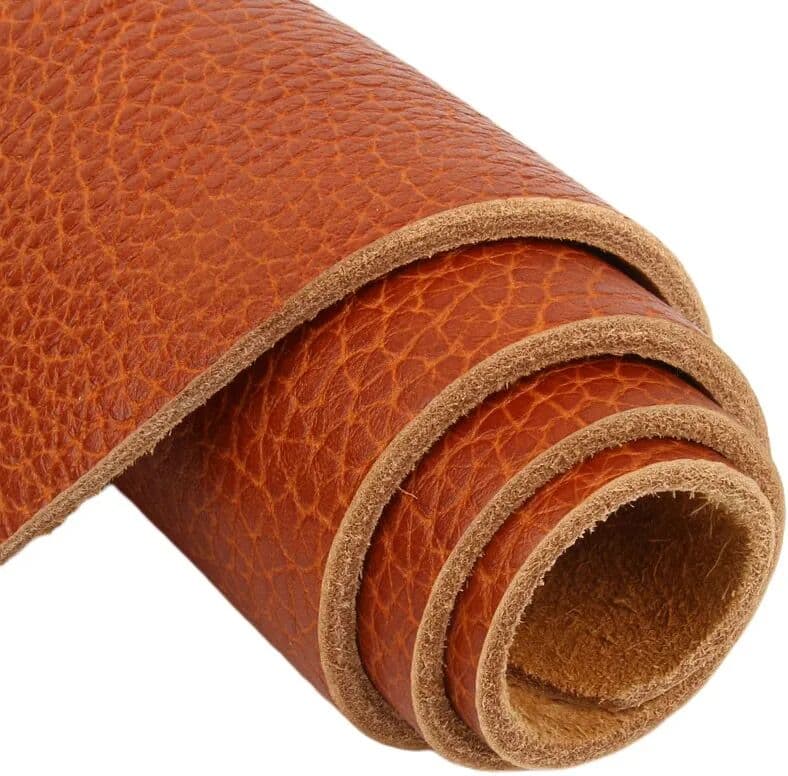 NONE Thick Cowhide Material Top Layer, Red and Brown Leather Fabric, Table Mat, Sofa Mattress, Yellow and Brown, 4.0mm