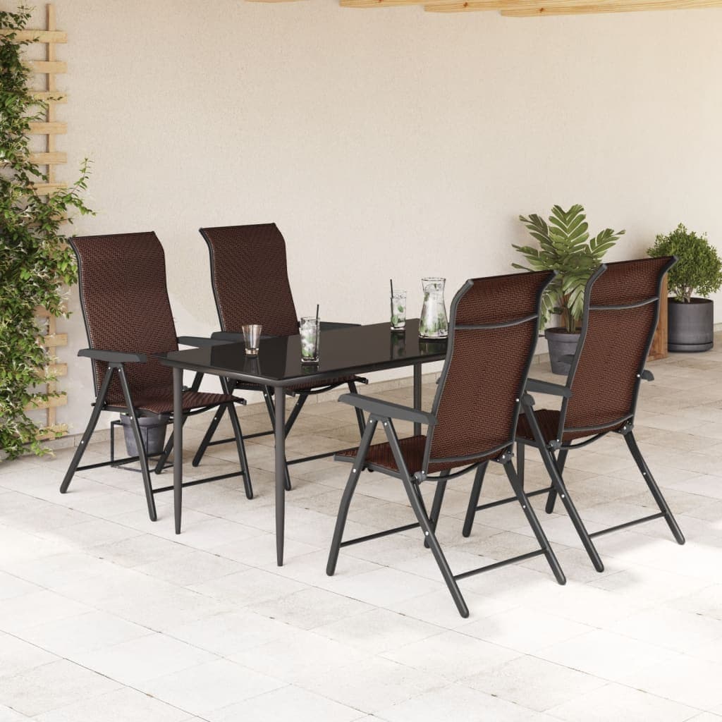 vidaXL Cadeiras de jardim dobráveis 4 pcs vime PE castanho Marrón