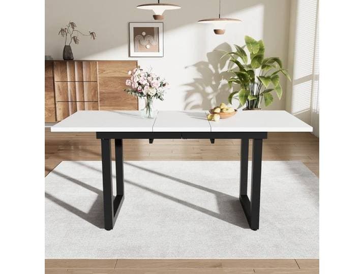 Abrihome Table à manger extensible rectangle 4-8 personnes 140-180 cm blanc