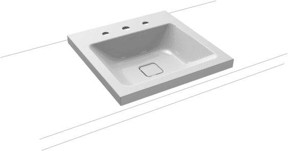 Kaldewei Cono Aufsatz-Waschtisch 908306033199 50x50cm, ohne Überlauf, 3 Hahnlöcher, manhattan Perl-Effekt