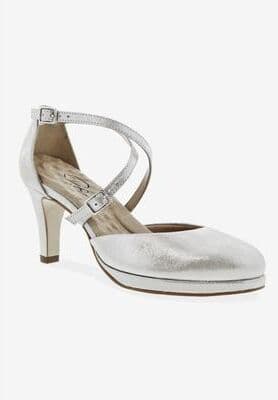 Wide Width Women's Pammy Pump by Ros Hommerson in Silver Glitter Leather (Size 8 1/2 W)