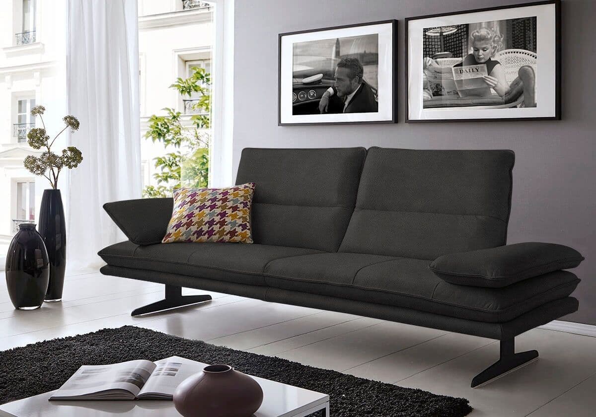 2,5-Sitzer W.SCHILLIG "broadway, Designsofa mit tollem Sitzkomfort", grau (anthrazit z69), B:236cm H:94cm T:96cm, Longlife Xtra-Leder Z69: Das feinnarbige, gedeckte Softleder Z69 besticht durch seine außergewöhnliche Weichheit im trendigen »Vintage-Look«,