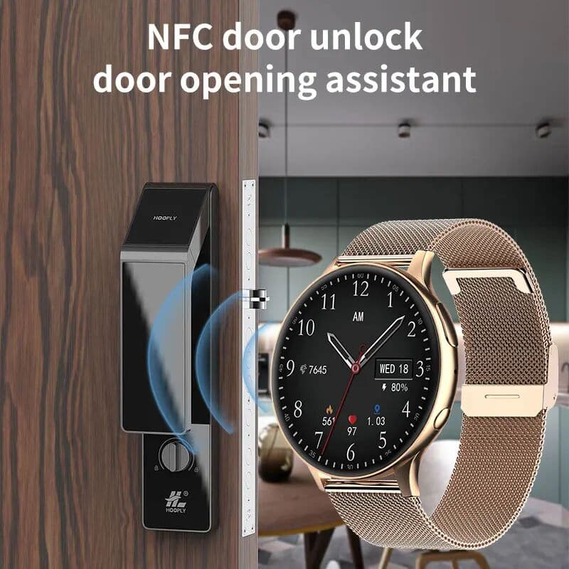 LIGE 2026 NFC Smart Watch Lady Support Recording 1G Local Music Playback Bluetooth Answer Call Watch Women Waterproof Smartwatch