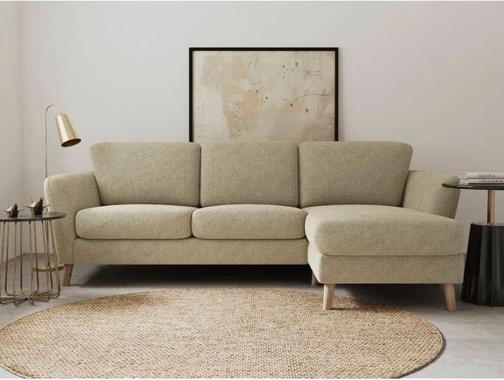 Ecksofa OTTO HOME MARSEILLE (242/152cm),L-Form, Rec. rechts/links , braun (latte), B:242cm H:88cm T:152cm, 68% Polypropylene, 32% Polyester, Sofas, Ecksofa, Massivholzbeine Eiche, Landhausstil, Wellenunterfederung